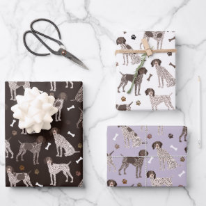German Shorthaired Pointer Dog Bone and Paw Print Wrapping Paper Sheets