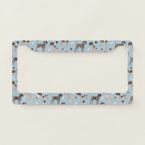 German Shorthaired Pointer Dog Bones Paw Print License Plate Frame