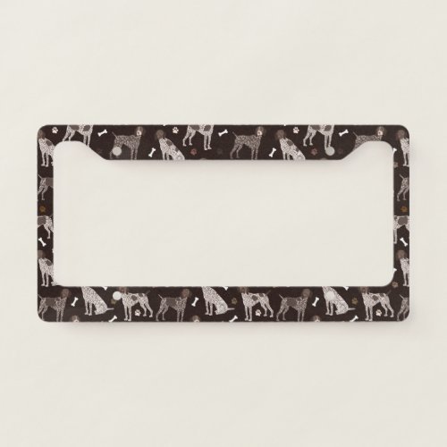 German Shorthaired Pointer Dog Bones Paw Print License Plate Frame