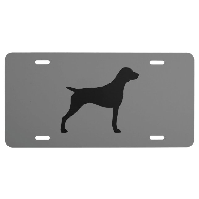 German Shorthaired Pointer Dog Breed Silhouette License Plate (Front)