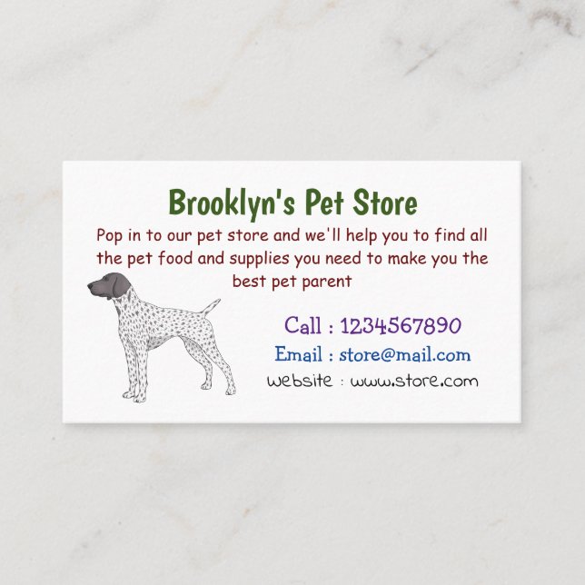 German Shorthaired Pointer dog cartoon Business Card (Front)