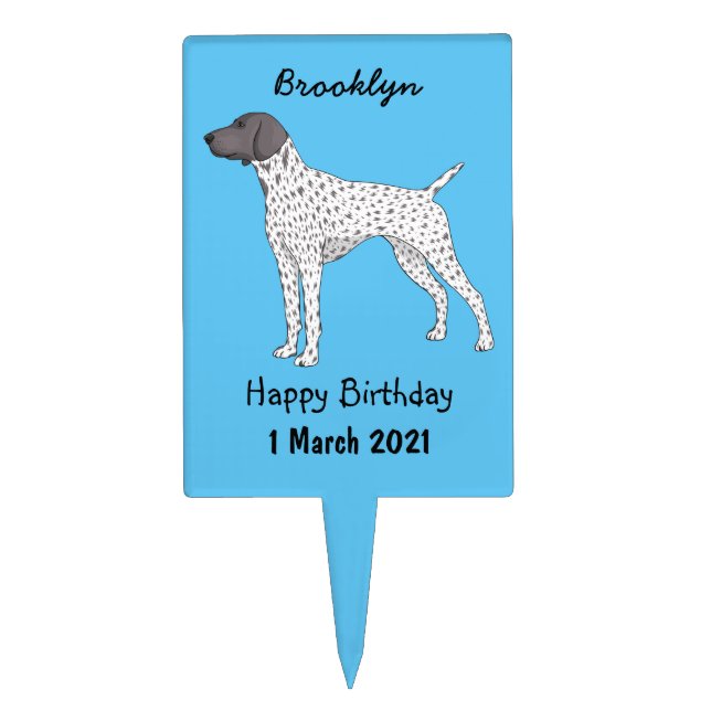 German Shorthaired Pointer dog cartoon Cake Topper (Front)