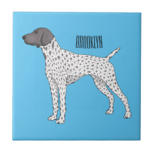 German Shorthaired Pointer dog cartoon Ceramic Tile