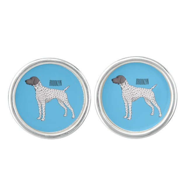 German Shorthaired Pointer dog cartoon Cufflinks (Front)