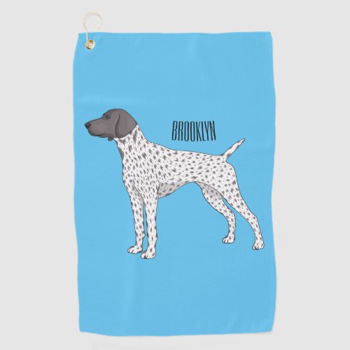 German Shorthaired Pointer dog cartoon  Golf Towel