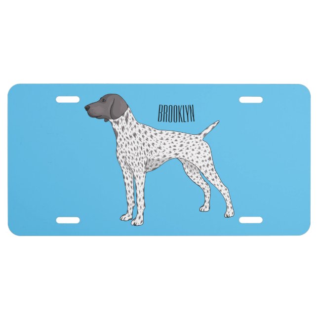 German Shorthaired Pointer dog cartoon License Plate (Front)
