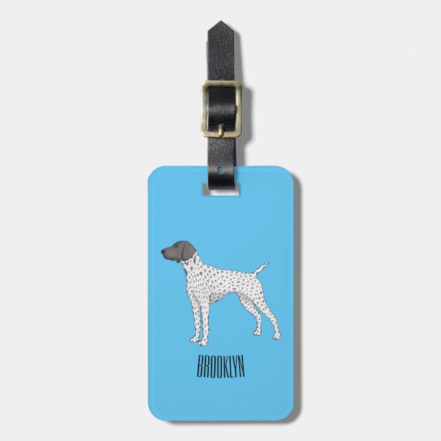 German Shorthaired Pointer dog cartoon Luggage Tag (Front Vertical)