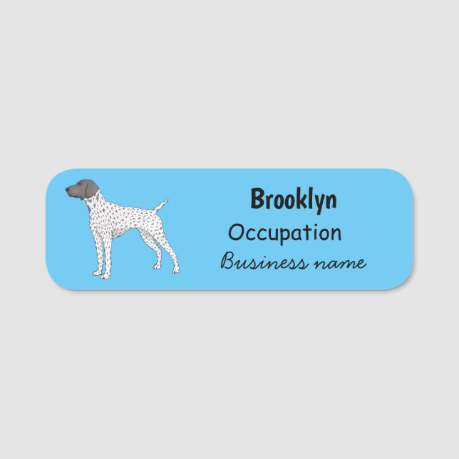 German Shorthaired Pointer dog cartoon Name Tag (Front)