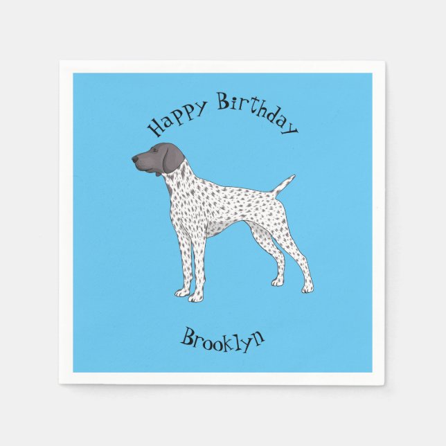 German Shorthaired Pointer dog cartoon Napkins (Front)