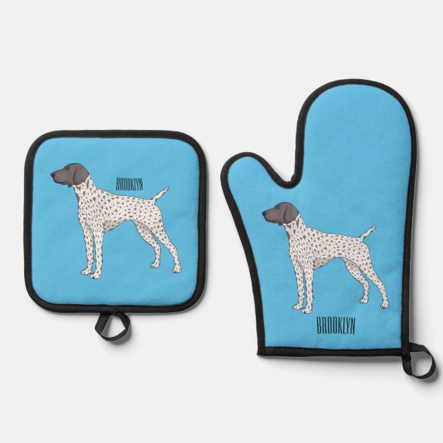 German Shorthaired Pointer dog cartoon Oven Mitt & Pot Holder Set (Front)