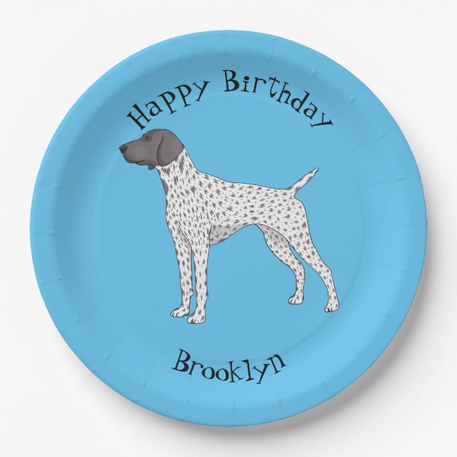 German Shorthaired Pointer dog cartoon Paper Plates (Front)