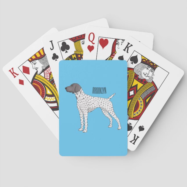 German Shorthaired Pointer dog cartoon  Poker Cards (Back)