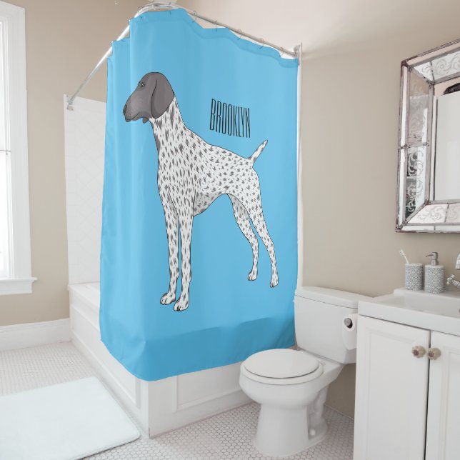 German Shorthaired Pointer dog cartoon  Shower Curtain (In Situ)