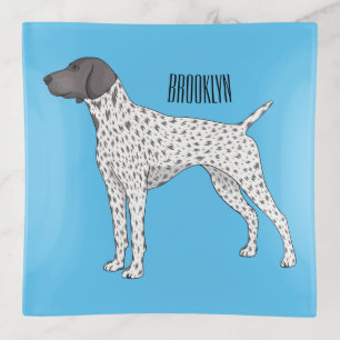 German Shorthaired Pointer dog cartoon Trinket Tray