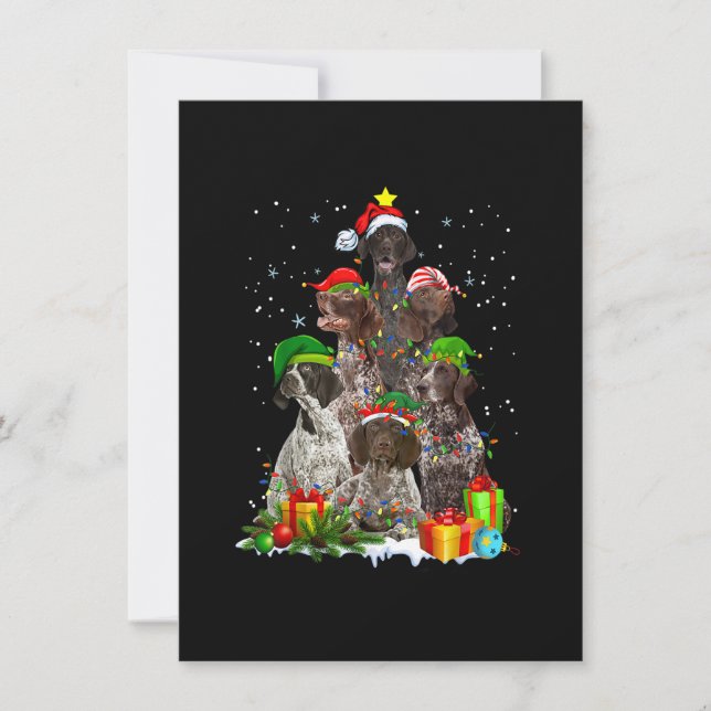 German Shorthaired Pointer Dog Christmas Tree Merr Invitation (Front)