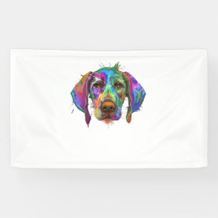 German Shorthaired Pointer Dog Face Colorful Pop A Banner