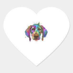 German Shorthaired Pointer Dog Face Colorful Pop A Heart Sticker