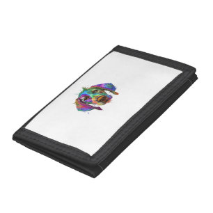 German Shorthaired Pointer Dog Face Colorful Pop A Tri-fold Wallet