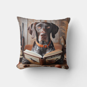 German Shorthaired Pointer Dog Funny Hunting Throw Pillow