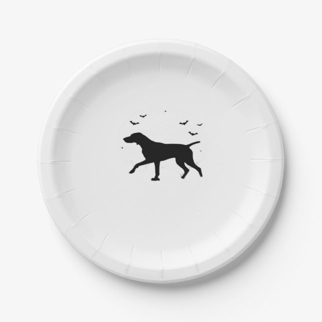 German Shorthaired Pointer Dog � Halloween Moon Si Paper Plates (Front)