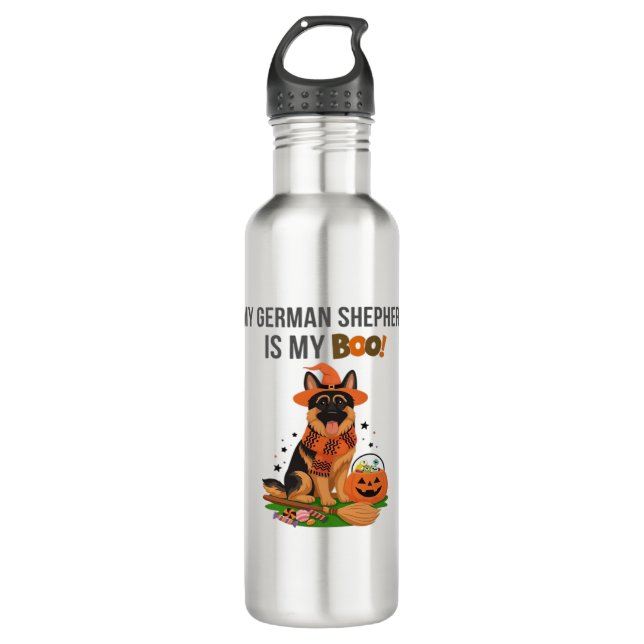 German Shorthaired Pointer Dog – Halloween Moon Si Stainless Steel Water Bottle (Front)