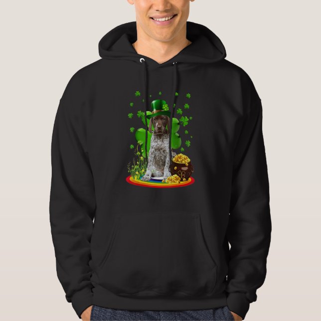 German Shorthaired Pointer Dog Shamrock St Patrick Hoodie (Front)