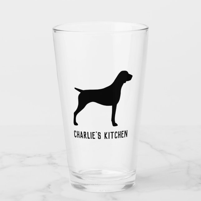 German Shorthaired Pointer Dog Silhouette Custom Glass (Front)