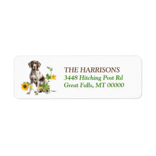 German Shorthaired Pointer Dog Sunflower Wreath Label