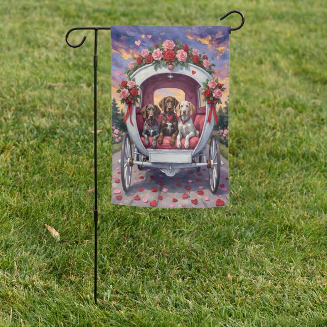 German Shorthaired Pointer  Dog Valentine's Day  Garden Flag (In SItu)