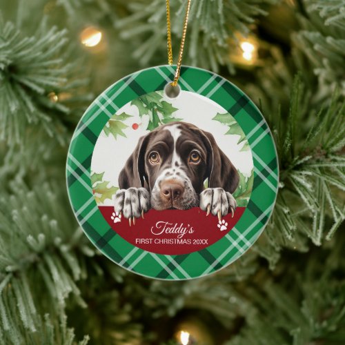 German Shorthaired Pointer First Christmas Ceramic Ornament