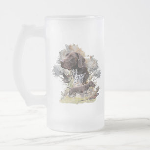 German Shorthaired Pointer Frosted Glass Beer Mug