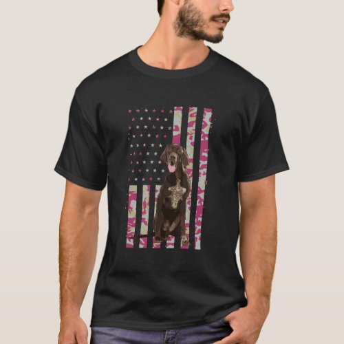 German Shorthaired Pointer Funny American Flag Cam T_Shirt
