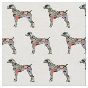 German Shorthaired Pointer Geo Silhouette Plaid Fabric