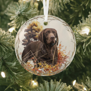German shorthaired pointer glass ornament