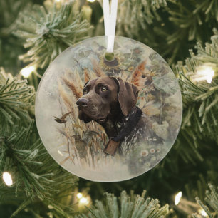 German Shorthaired Pointer Glass Ornament