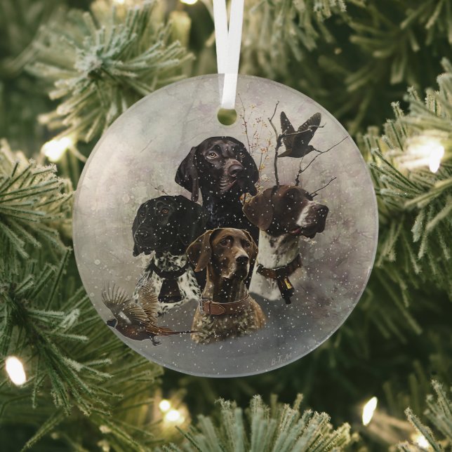 German Shorthaired Pointer Glass Ornament (Insitu)