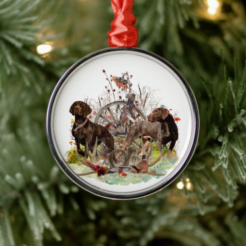 German Shorthaired Pointer  GSP Metal Ornament