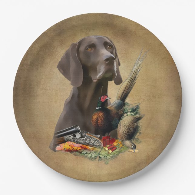 German Shorthaired Pointer GSP    Paper Plates (Front)