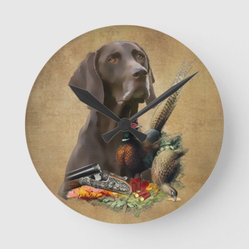 German Shorthaired Pointer GSP     Round Clock