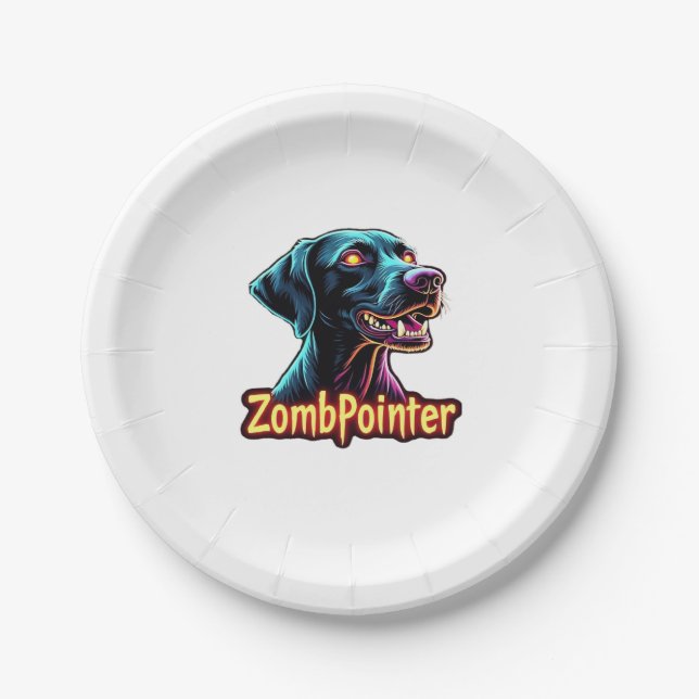 German Shorthaired Pointer GSP Zombie Dog Hallowee Paper Plates (Front)