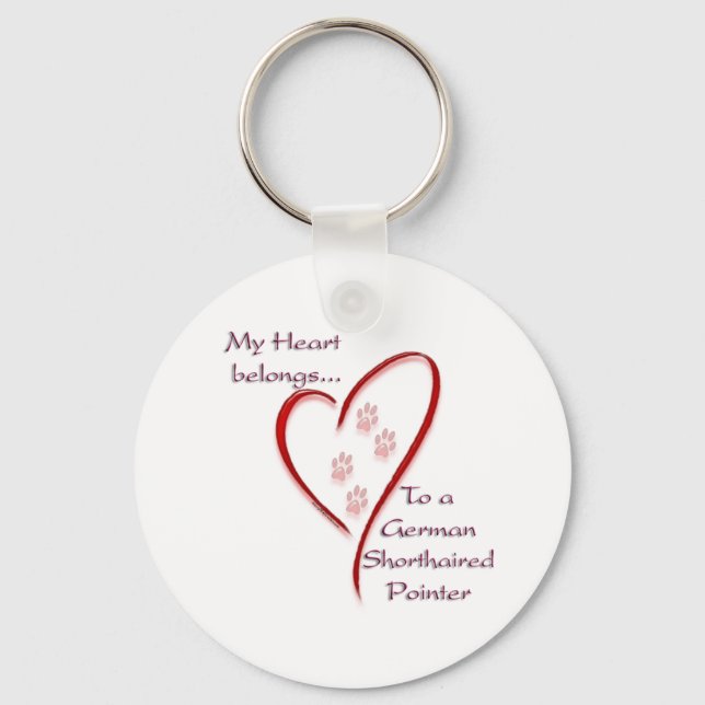 German Shorthaired Pointer Heart Belongs Keychain (Front)