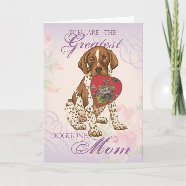 German Shorthaired Pointer Heart Mom Card (Front)
