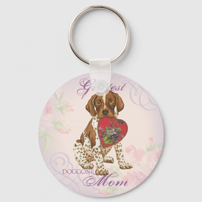 German Shorthaired Pointer Heart Mom Keychain (Front)