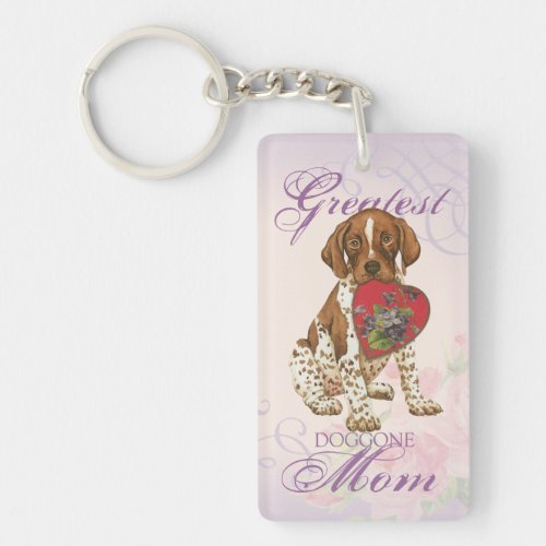 German Shorthaired Pointer Heart Mom Keychain