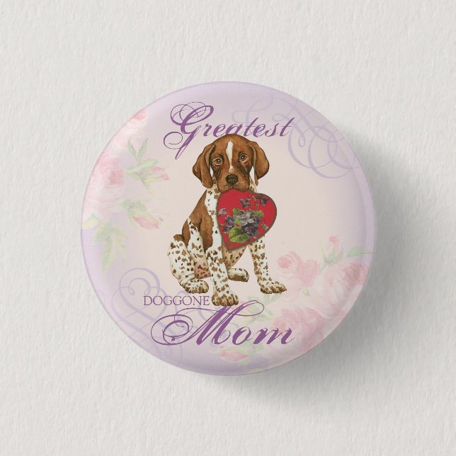 German Shorthaired Pointer Heart Mom Pinback Button (Front)