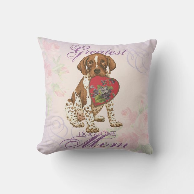 German Shorthaired Pointer Heart Mom Throw Pillow (Front)