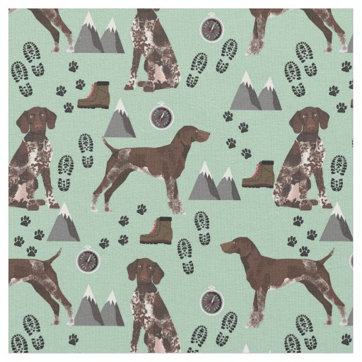 German Shorthaired Pointer hiking dog mint Fabric
