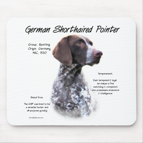 German Shorthaired Pointer History Design Mouse Pad