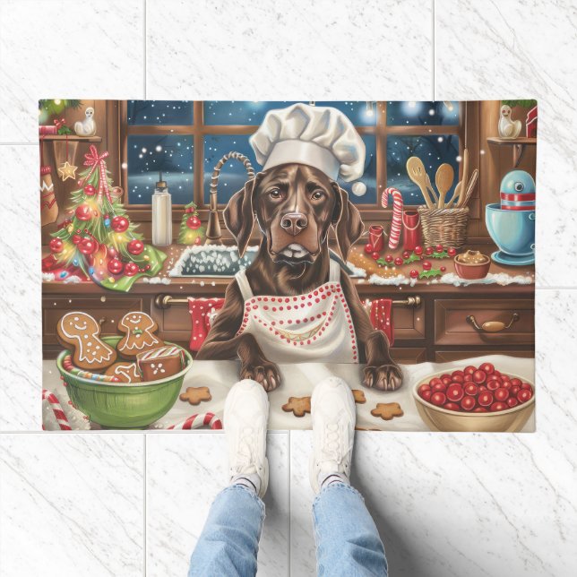 German Shorthaired Pointer Holiday Baking: Festive Doormat (Indoor)