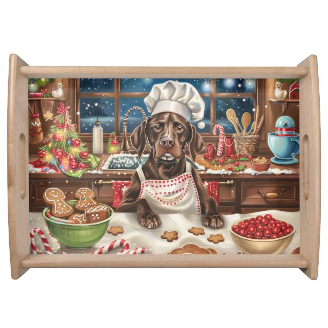 German Shorthaired Pointer Holiday Baking: Festive Serving Tray (Front)